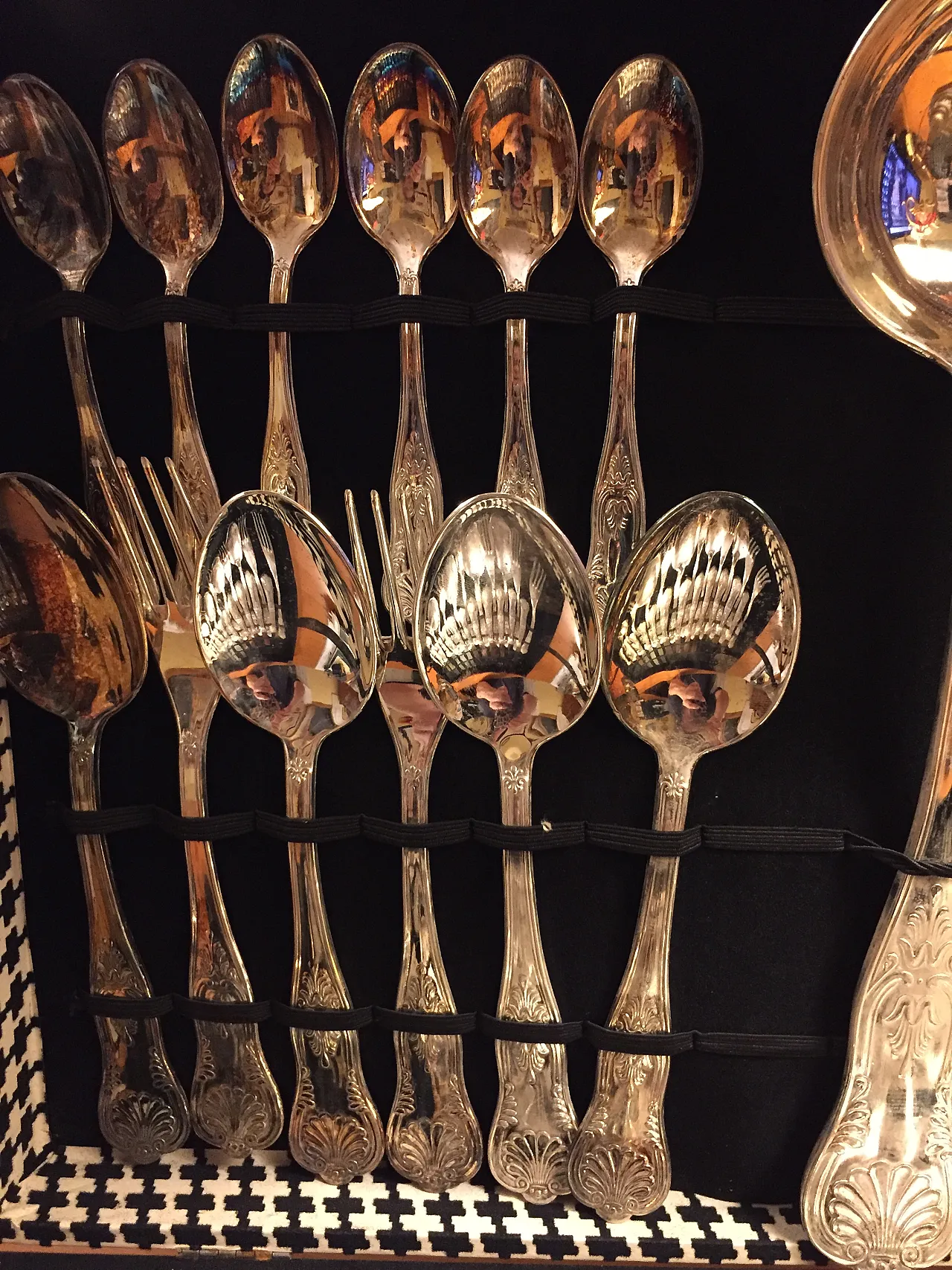 Silver-plated metal cutlery set in Baroque style, 1950s 8