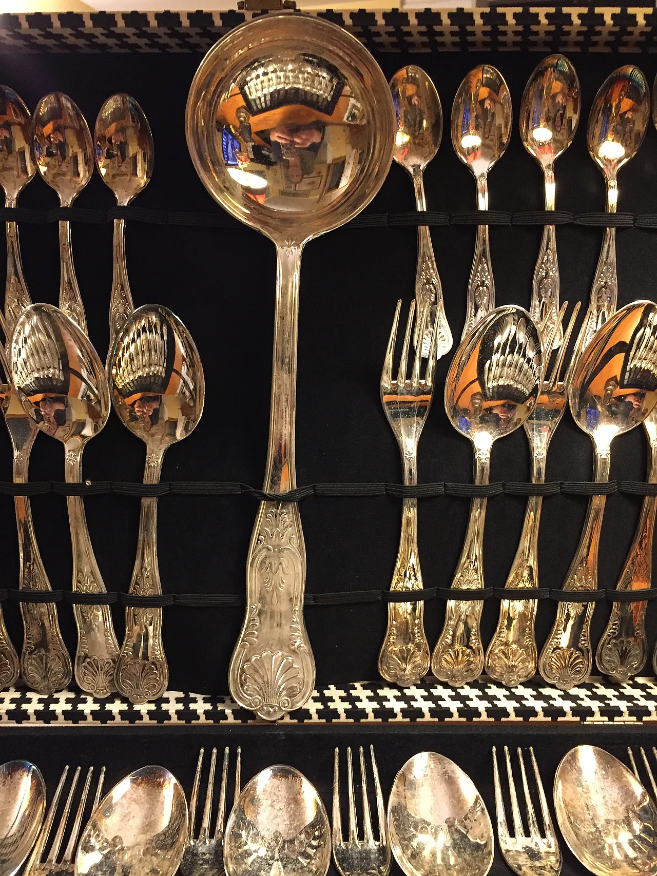 Silver-plated metal cutlery set in Baroque style, 1950s 9