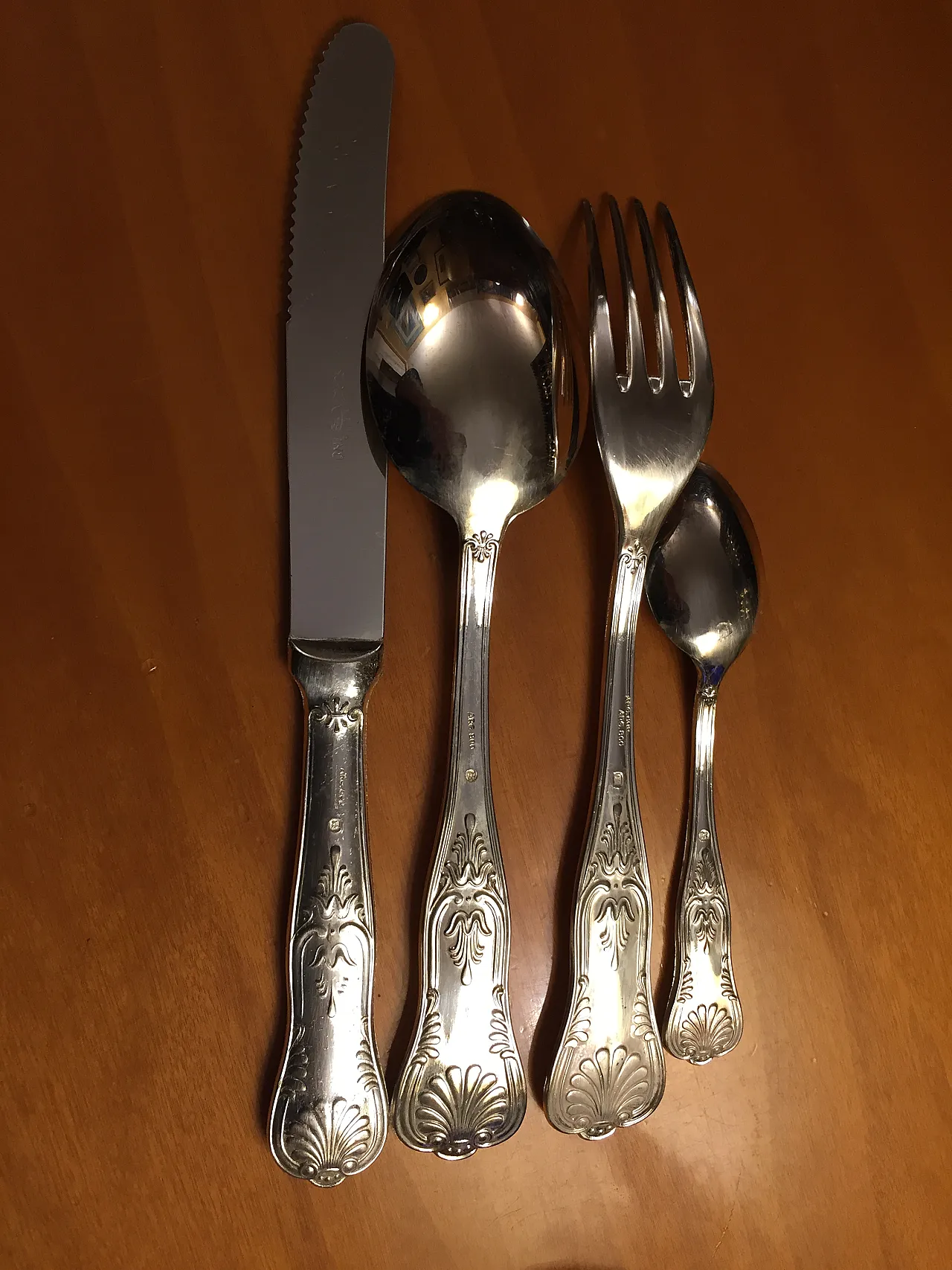 Silver-plated metal cutlery set in Baroque style, 1950s 10
