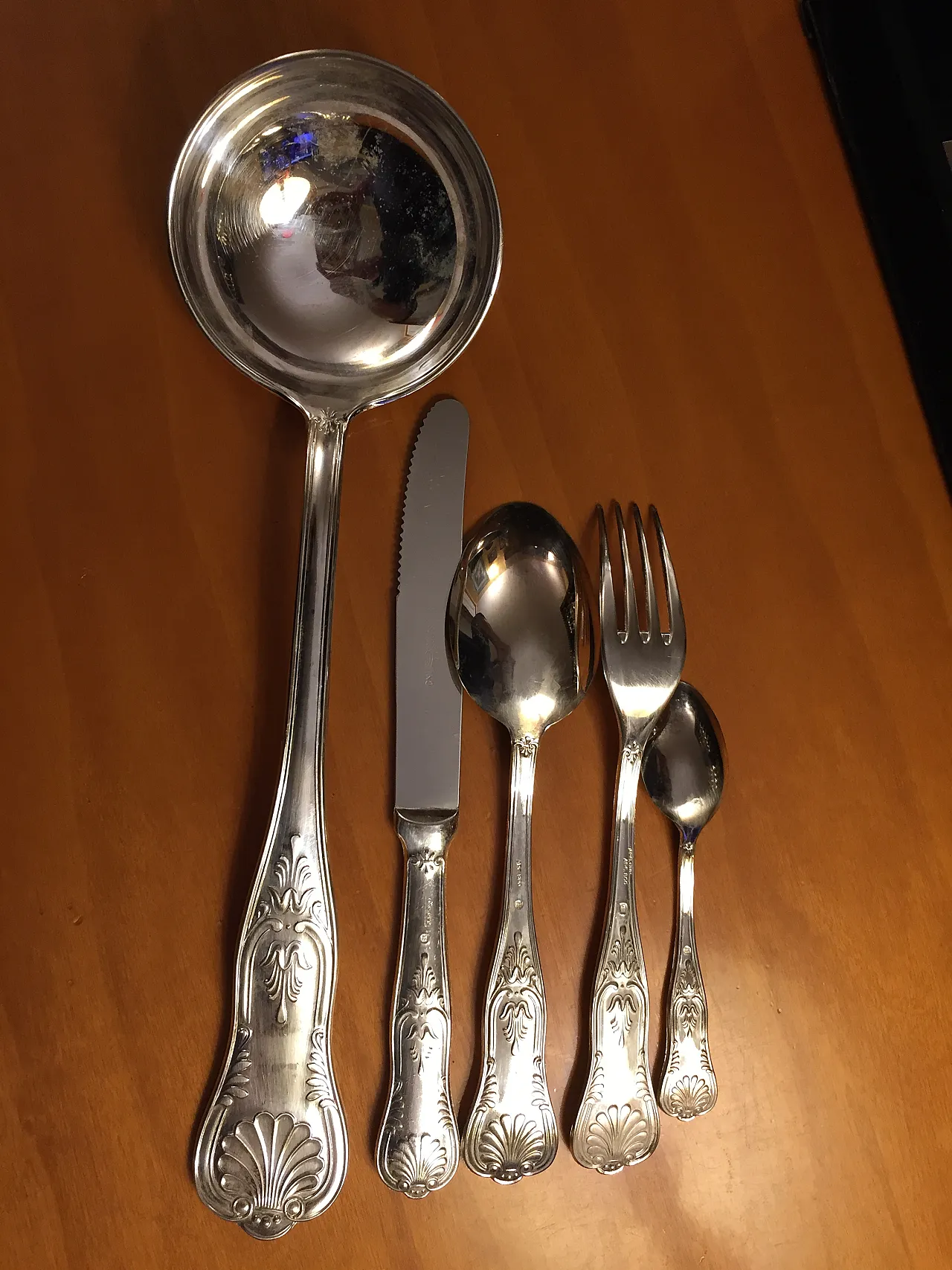 Silver-plated metal cutlery set in Baroque style, 1950s 13