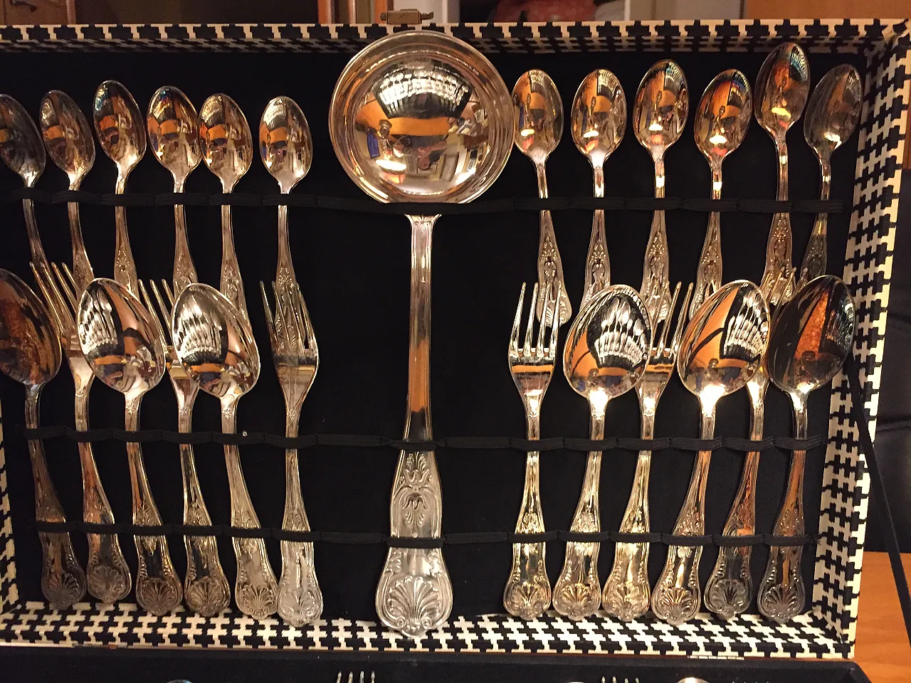 Silver-plated metal cutlery set in Baroque style, 1950s 16
