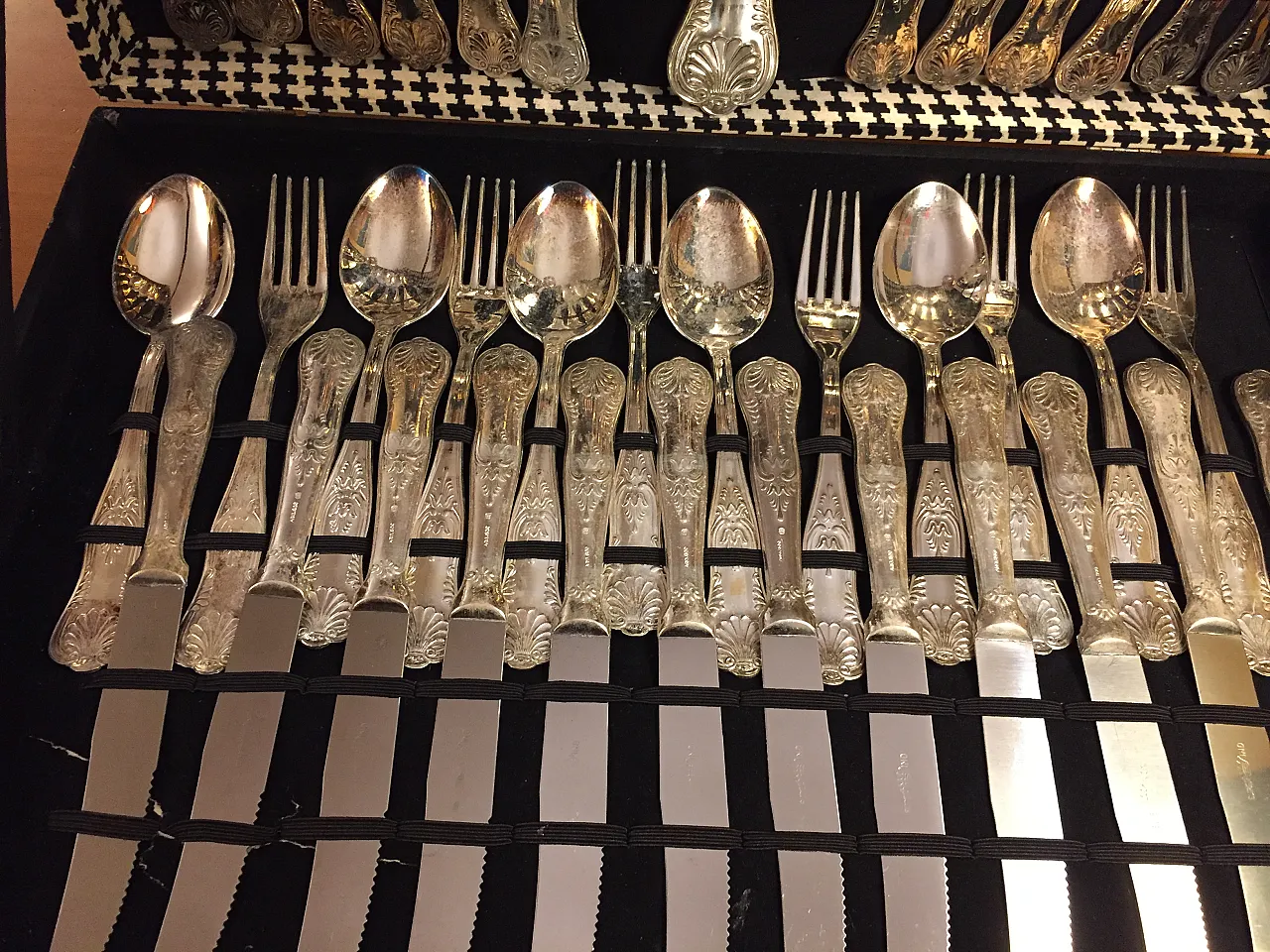 Silver-plated metal cutlery set in Baroque style, 1950s 17