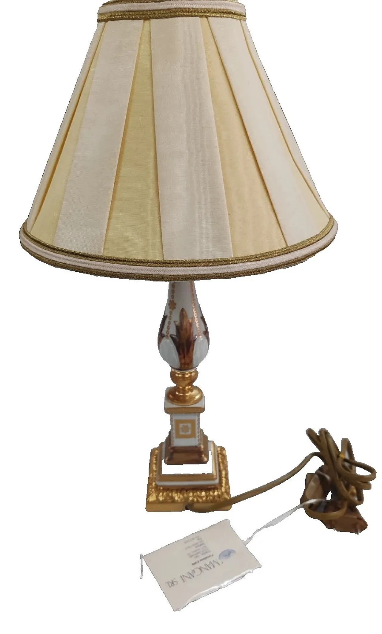 Pair of table lamps by Mangani in white and gold porcelain, 1970s 4