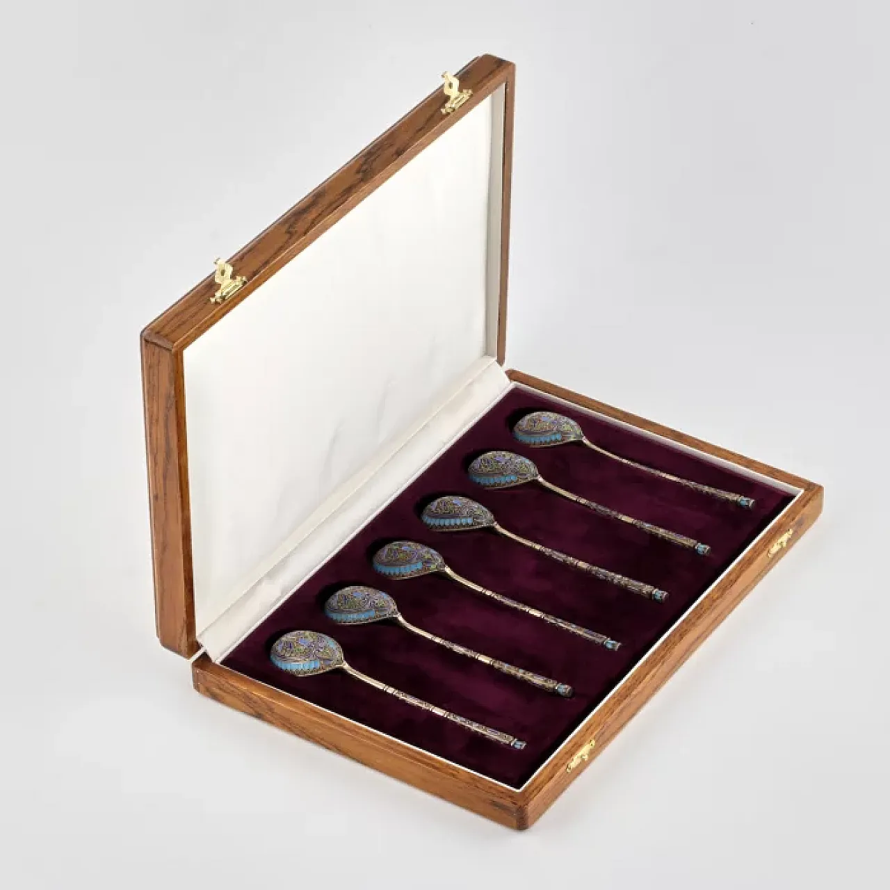 6 Silver teaspoons, late 19th century 3