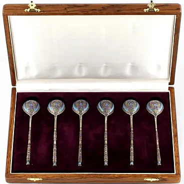 6 Silver teaspoons, late 19th century