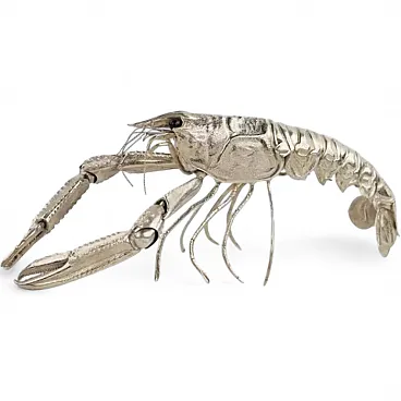 Naturalistic decorative figure of langoustine in silver, 20th century
