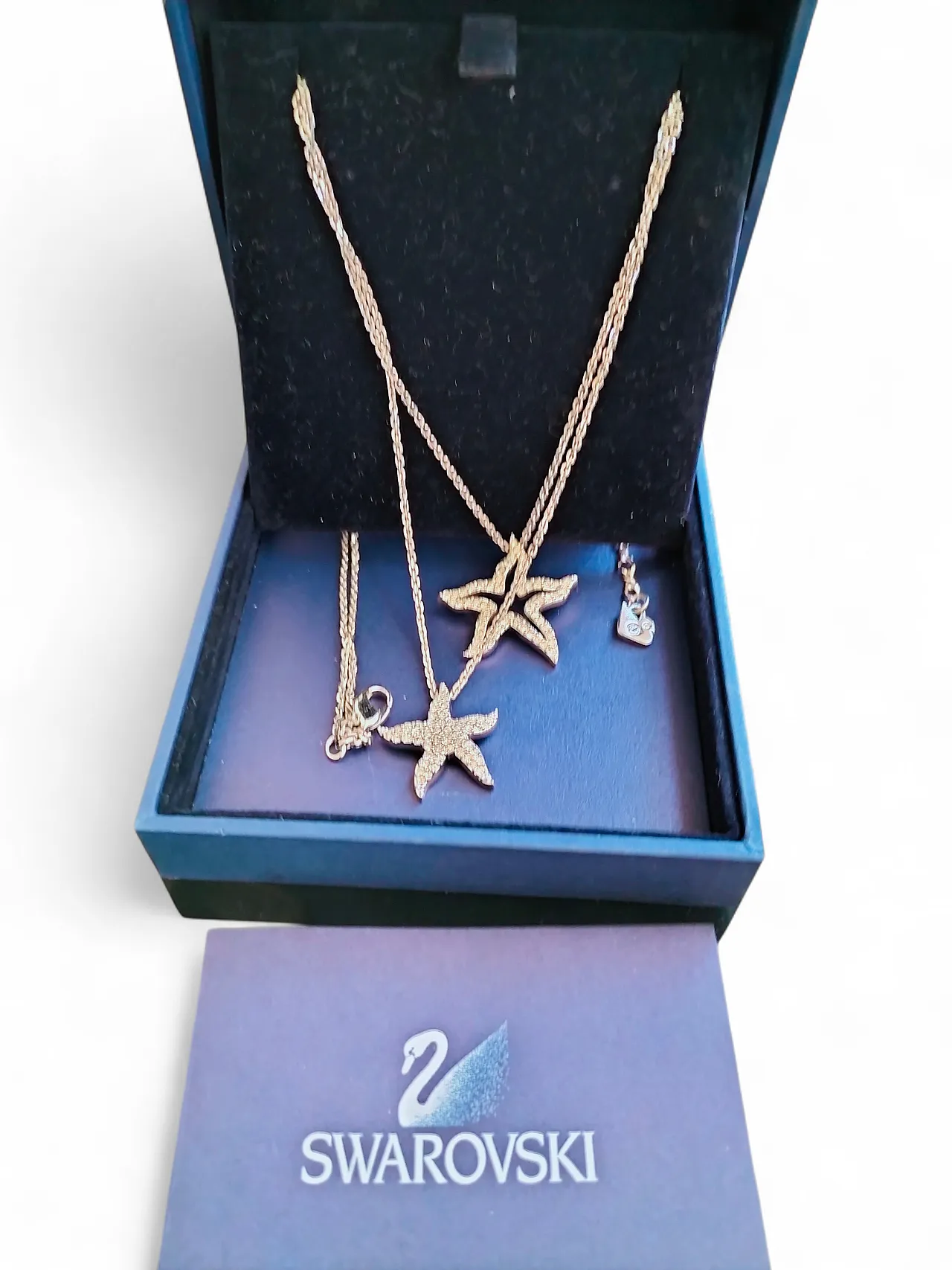 Metal and crystal necklace with starfish pendants by Swarovski, 2000s 4