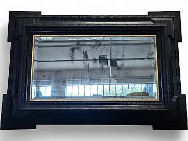 Mirror in ebonized wood with Guilloché frame, 19th century