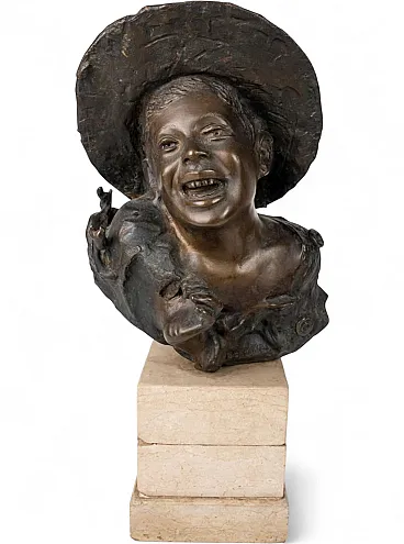 Nendo Design, Neapolitan street urchin bust, bronze and marble, 1940s