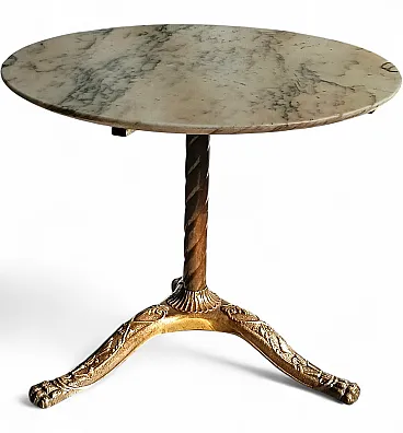 Coffee table in marble and brass, 1900s