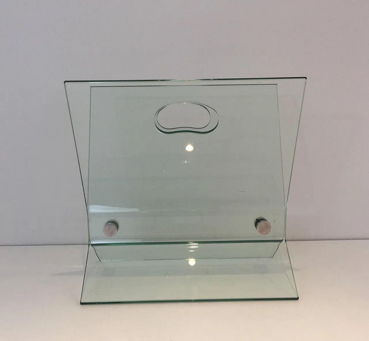 In the Style of François Arnal, Glass and Brushed Steel Magazine Rack 5