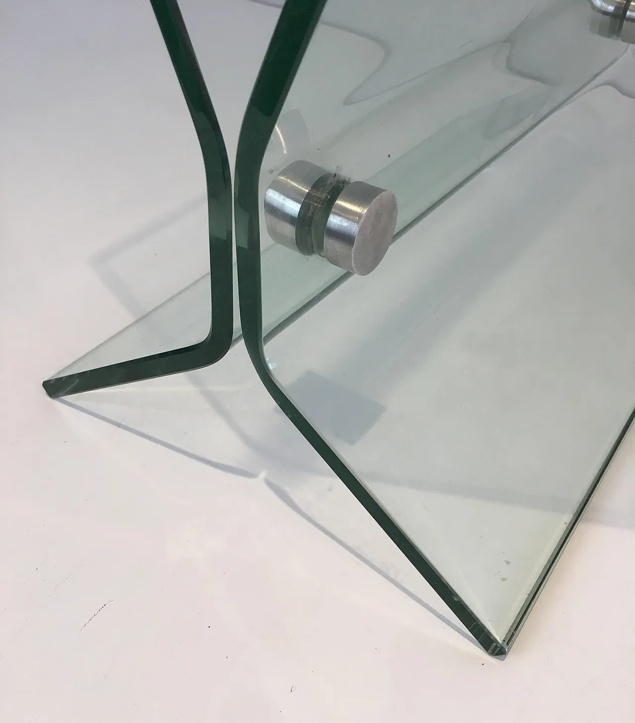 In the Style of François Arnal, Glass and Brushed Steel Magazine Rack 7
