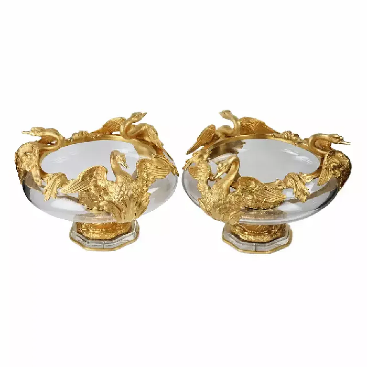 Pair of jardinières in cast glass and gilt bronze, 20th century 6