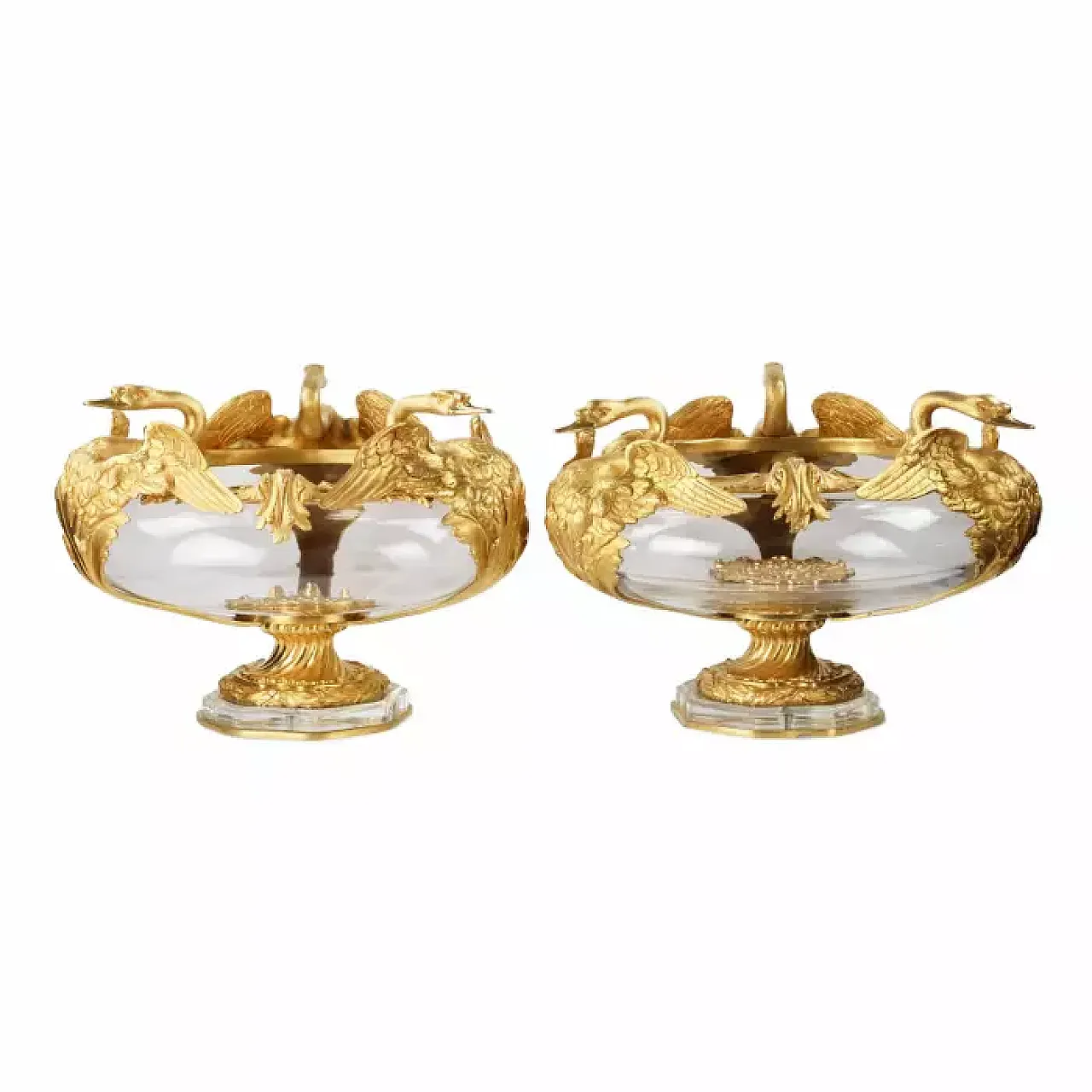Pair of jardinières in cast glass and gilt bronze, 20th century 7