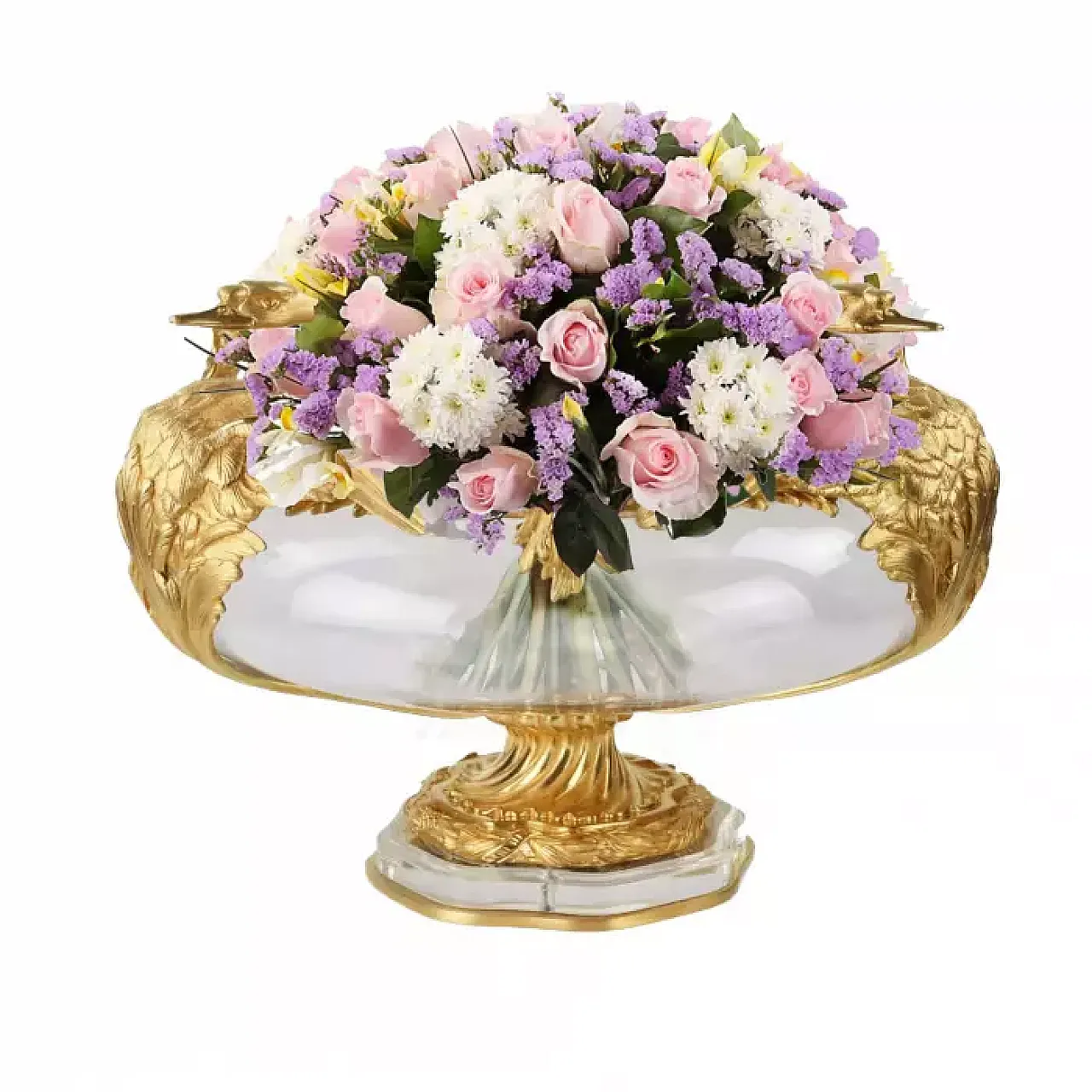 Pair of jardinières in cast glass and gilt bronze, 20th century 8