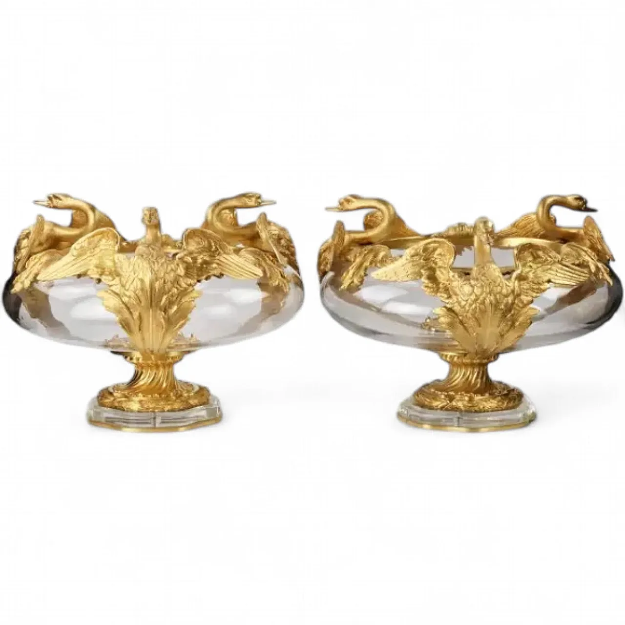 Pair of jardinières in cast glass and gilt bronze, 20th century 9