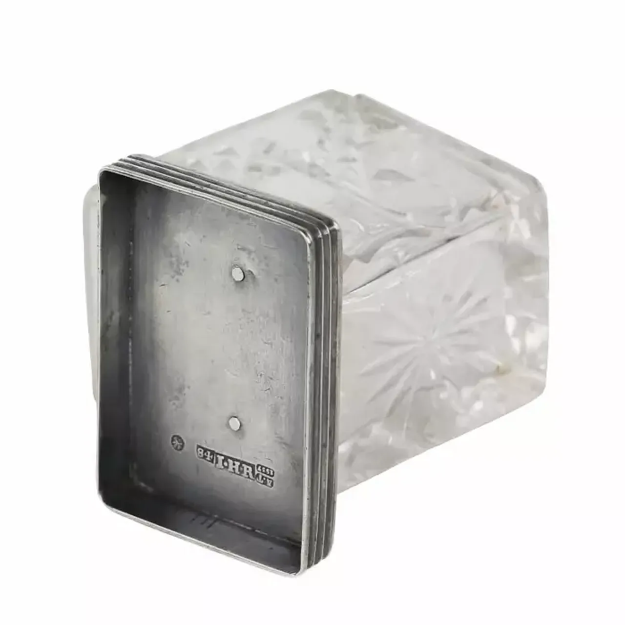 Rectangular box in cut crystal with silver lid, 19th century 3