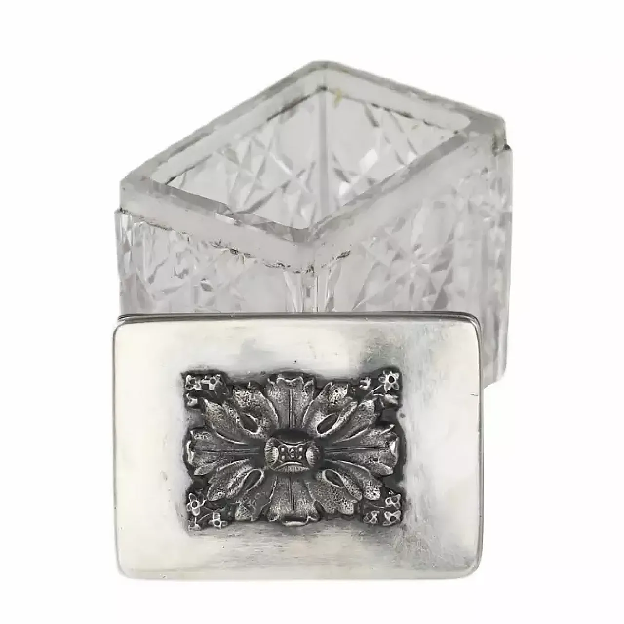 Rectangular box in cut crystal with silver lid, 19th century 4