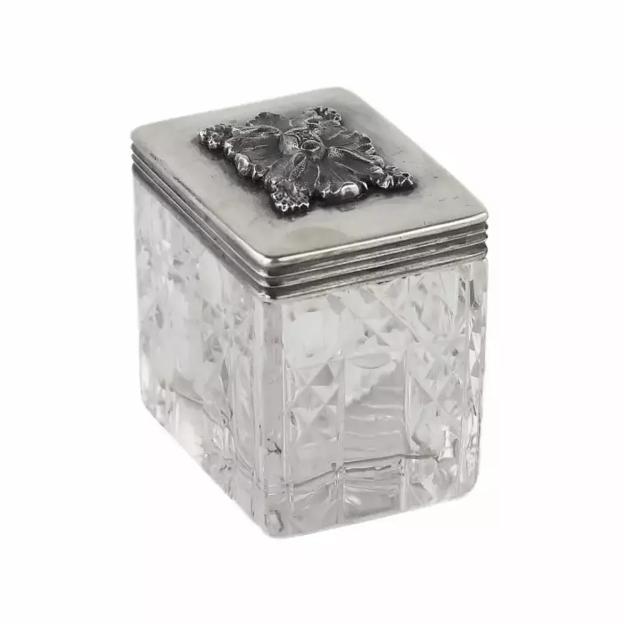 Rectangular box in cut crystal with silver lid, 19th century 5