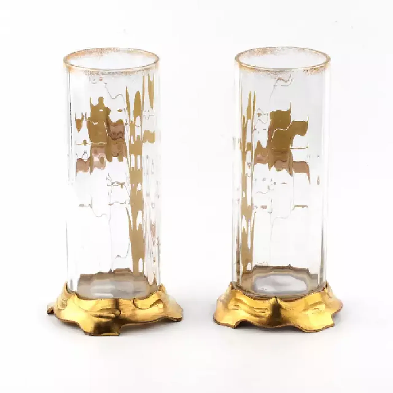 Pair of Art Nouveau transparent glass vases, early 20th century 4