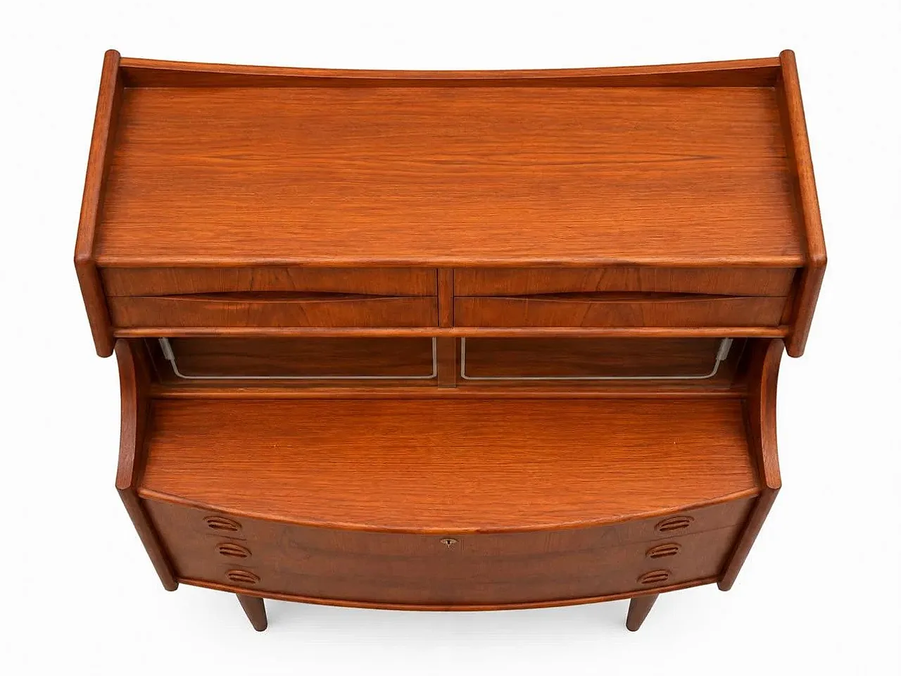 Scrivania in teak con vetrina di Gunnar Falsig, Danimarca, anni '50 4