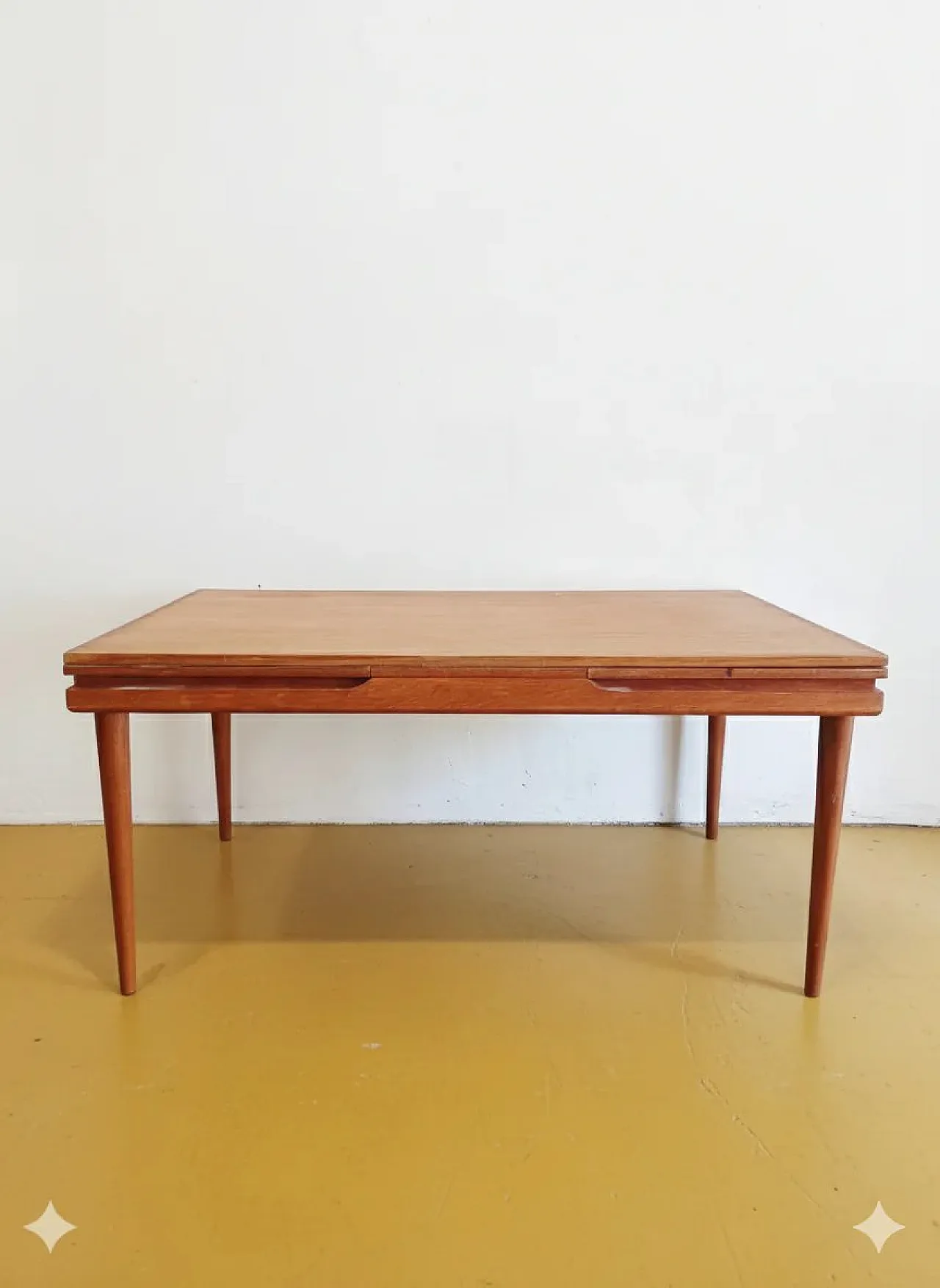 Tavolo rettangolare allungabile in teak, Danimarca, anni '60 1