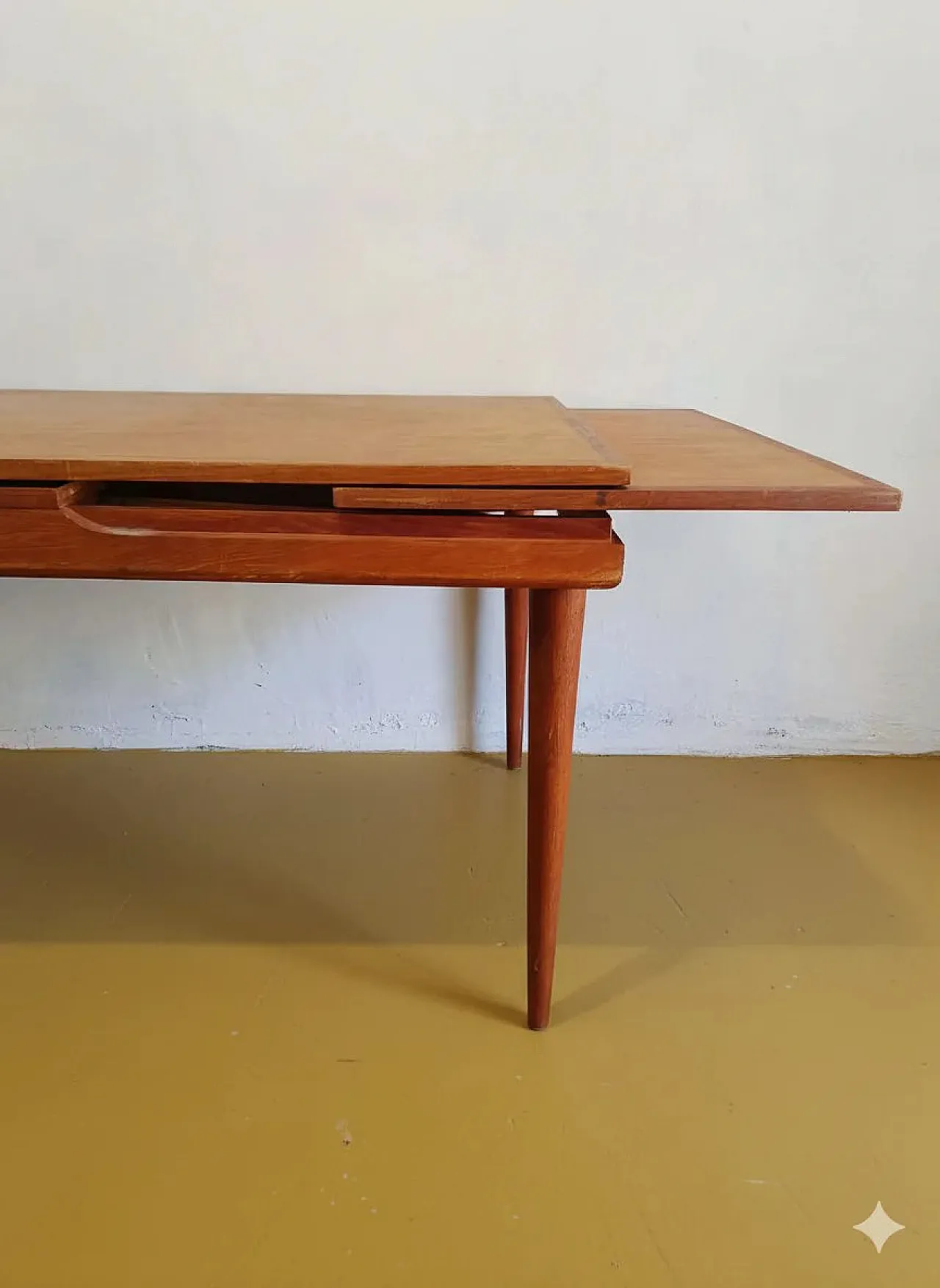 Tavolo rettangolare allungabile in teak, Danimarca, anni '60 3