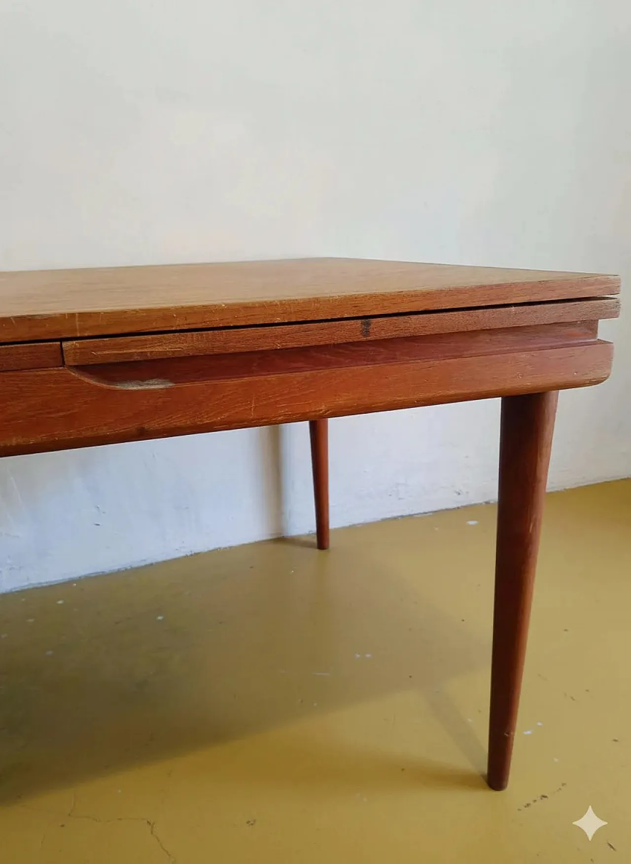 Tavolo rettangolare allungabile in teak, Danimarca, anni '60 4