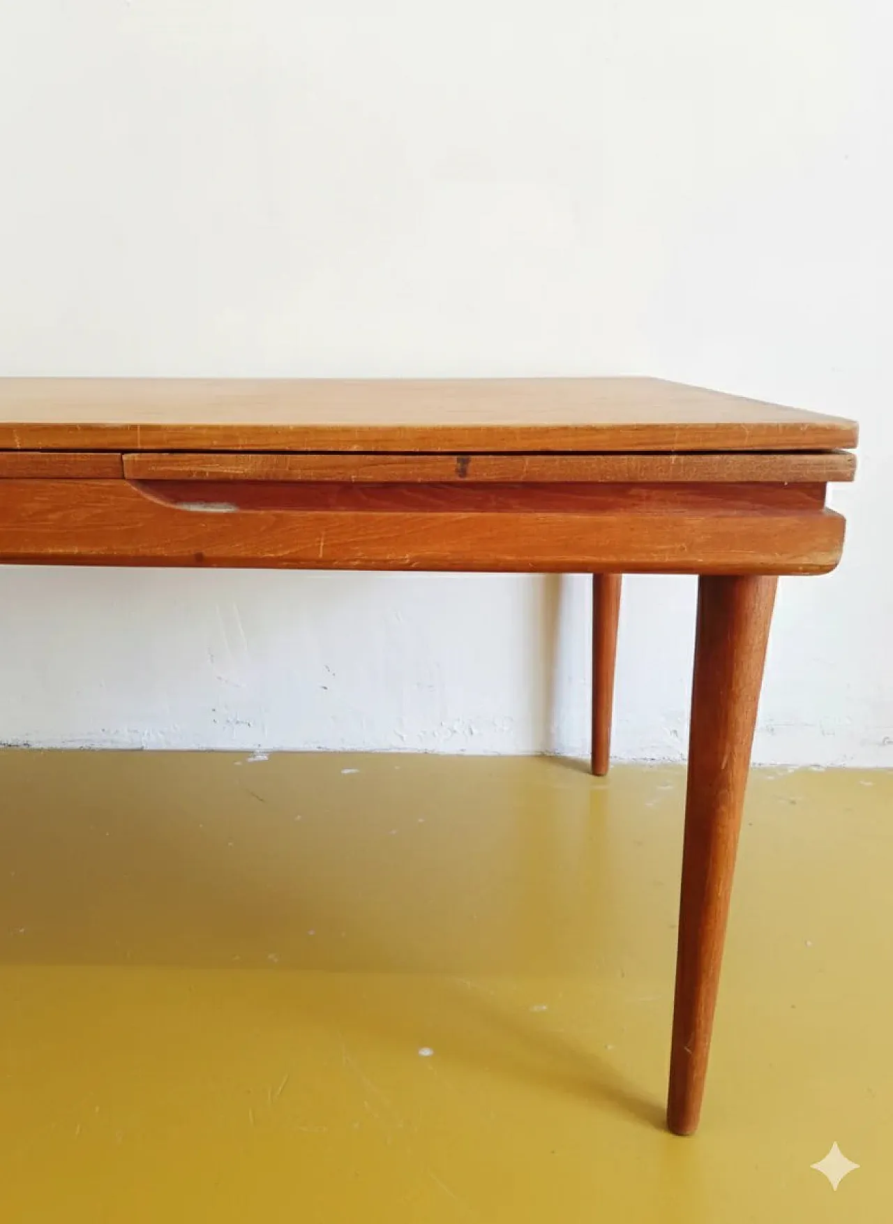 Tavolo rettangolare allungabile in teak, Danimarca, anni '60 5