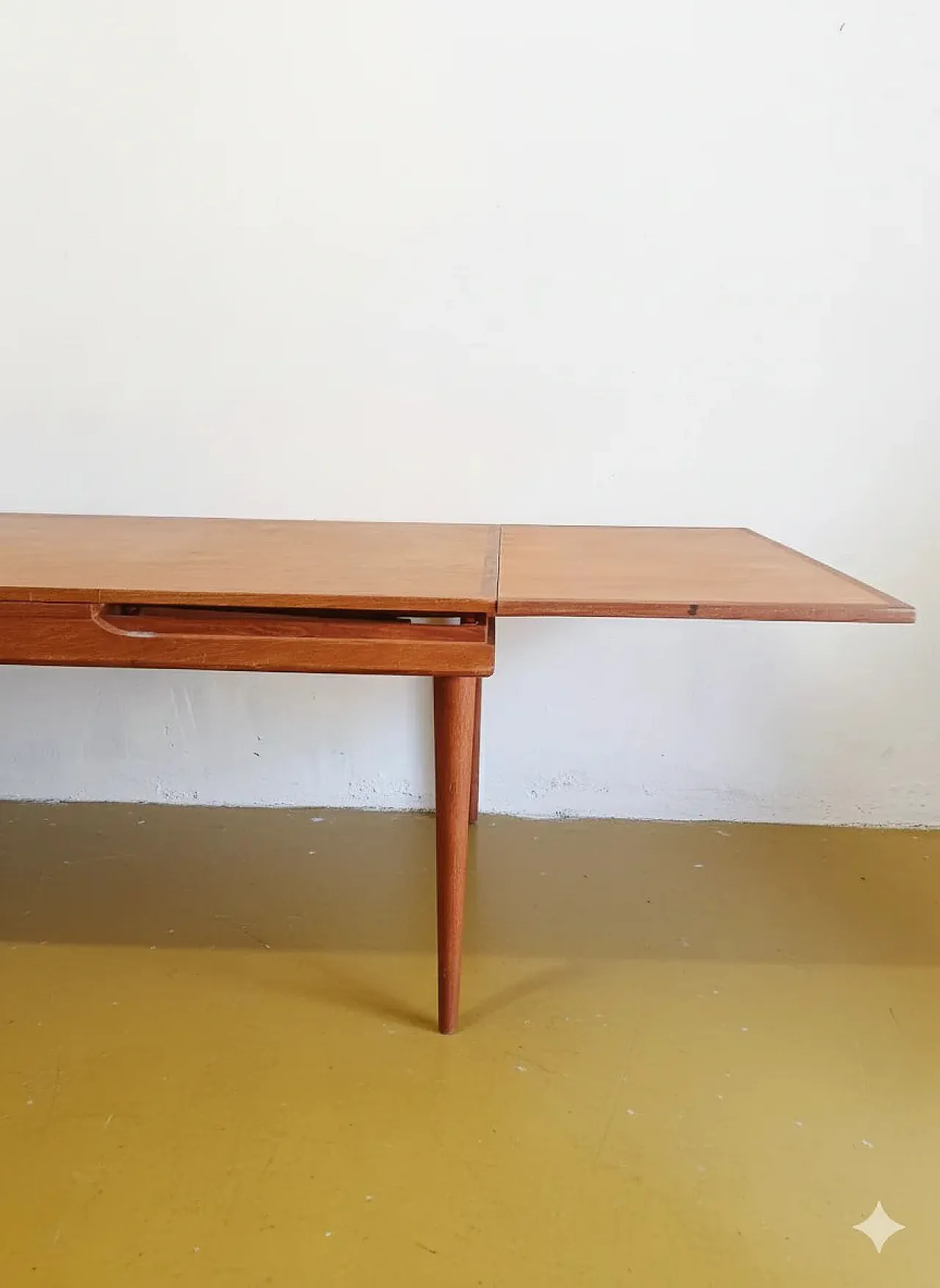 Tavolo rettangolare allungabile in teak, Danimarca, anni '60 6
