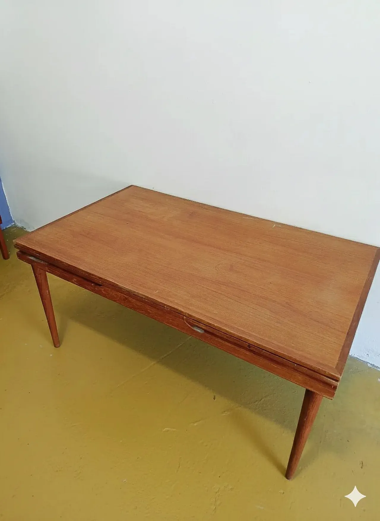 Tavolo rettangolare allungabile in teak, Danimarca, anni '60 7