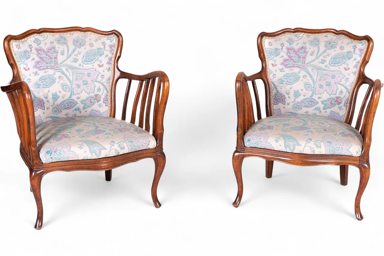 Pair of floral armchairs, 1960s 7
