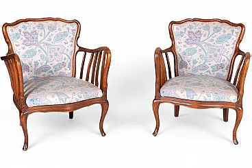 Pair of floral armchairs, 1960s