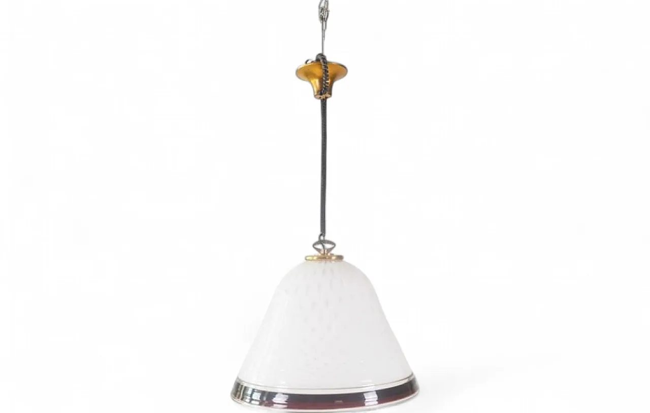 Murano cased glass pendant lamp with Ruby Trim, 1960s 8