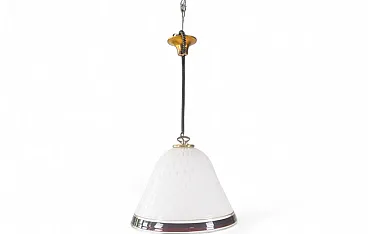 Murano cased glass pendant lamp with Ruby Trim, 1960s