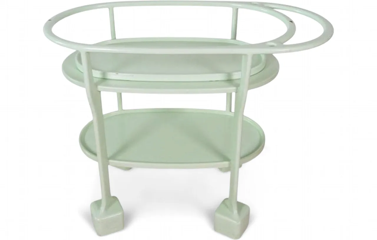 Art Deco serving cart in light green lacquered wood, 1930s 12