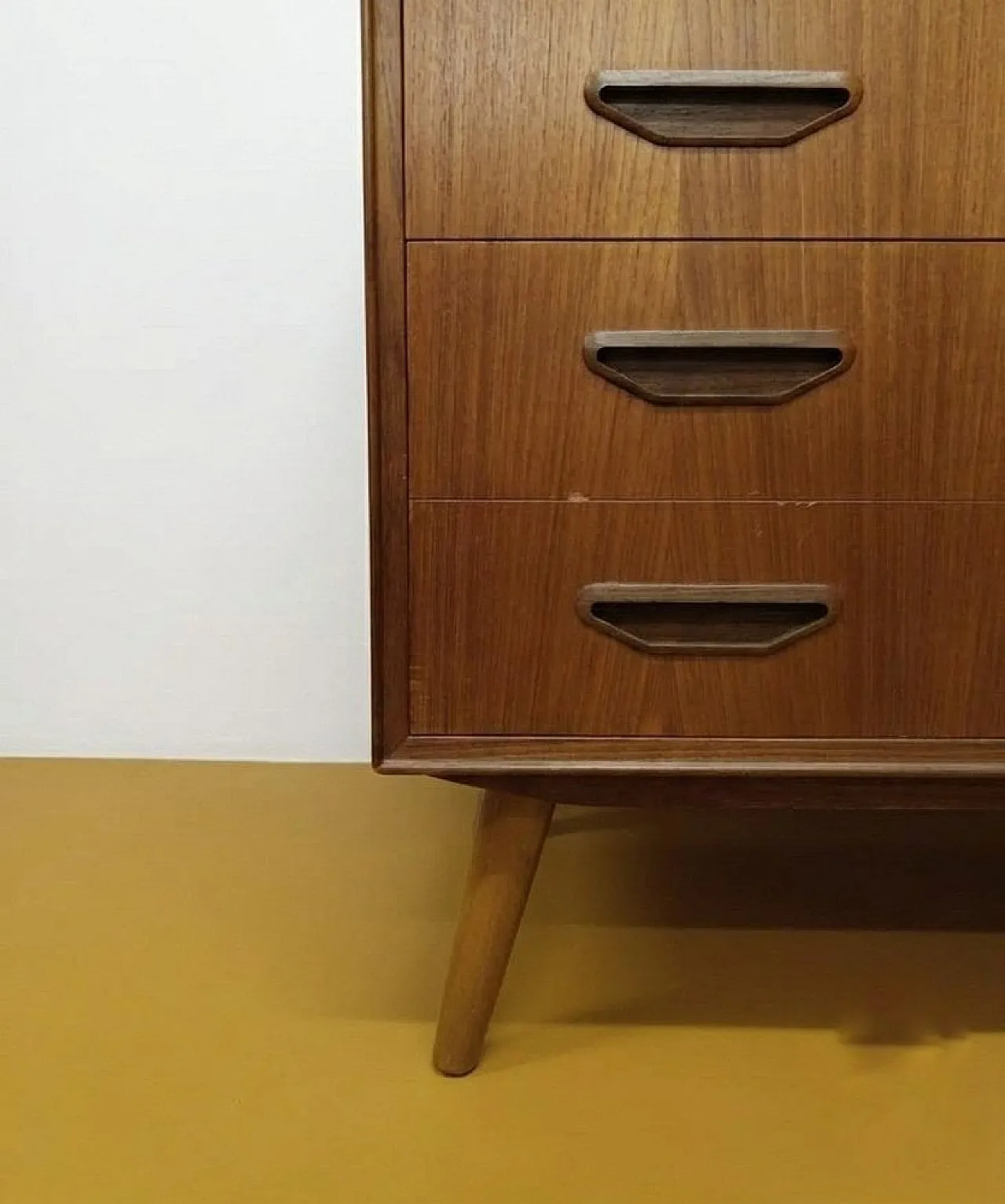 Cassettiera in teak con 6 cassetti, Danimarca, anni '50 2