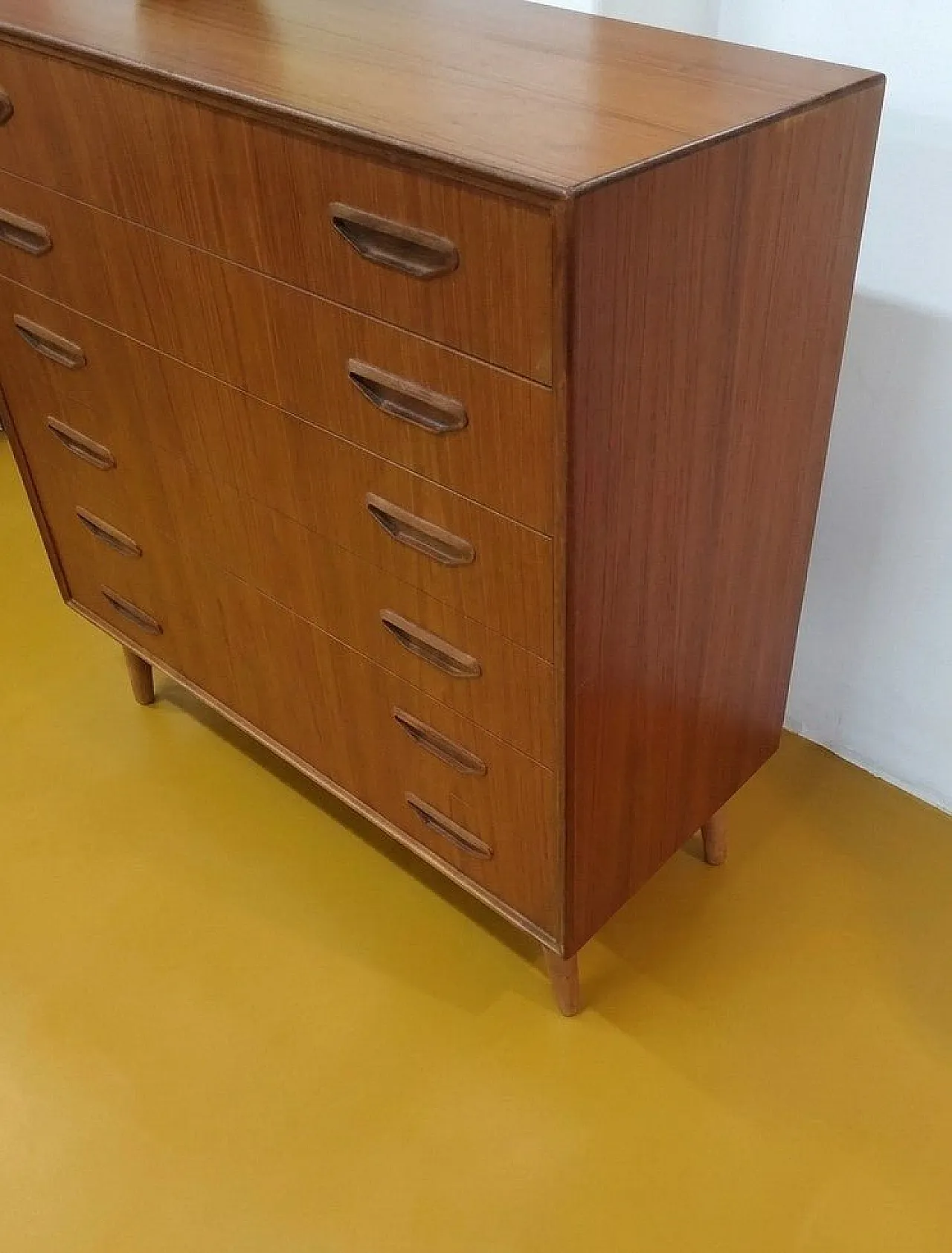 Cassettiera in teak con 6 cassetti, Danimarca, anni '50 4