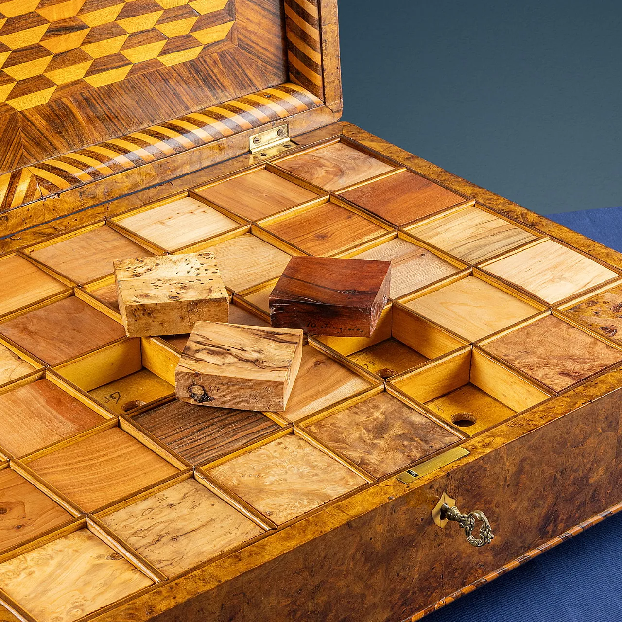 Scrigno campionario in legno Carlo X, '800 7
