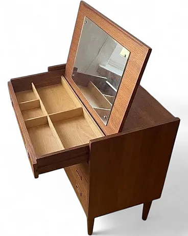 Toeletta in teak con specchio, Danimarca, anni '50