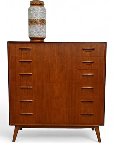 Cassettiera in teak con 6 cassetti, Danimarca, anni '50