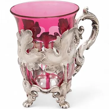 Silver tea glass holder, mid-19th century