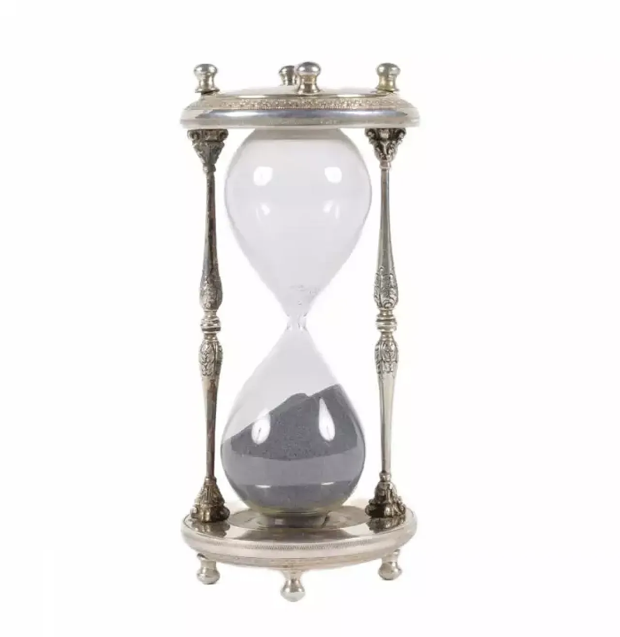 Hourglass set within a silver architectural frame, early 20th century 1