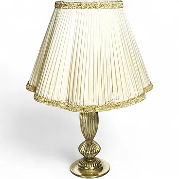 Lampada da tavolo in ottone con paralume Art Nouveau, anni '20