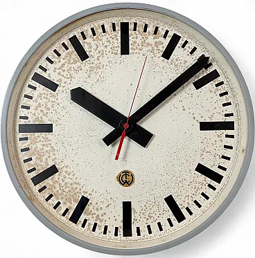Large Grey Industrial Station Wall Clock from CTW , 1960