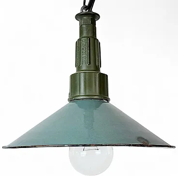 Industrial Petrol Enamel Military Pendant Lamp with Cast Aluminium Top