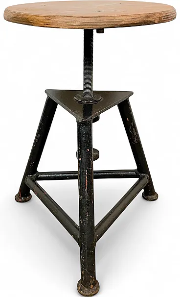 Black Industrial Workshop Swivel Stool, 1960s