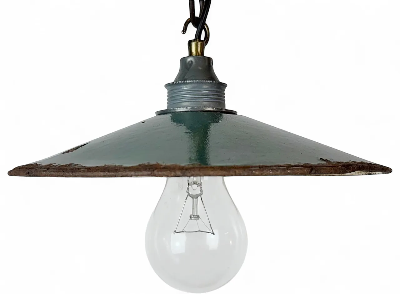 Industrial Green Enamel Light, 1950s 17