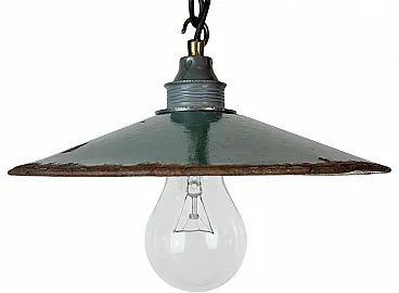 Industrial Green Enamel Light, 1950s