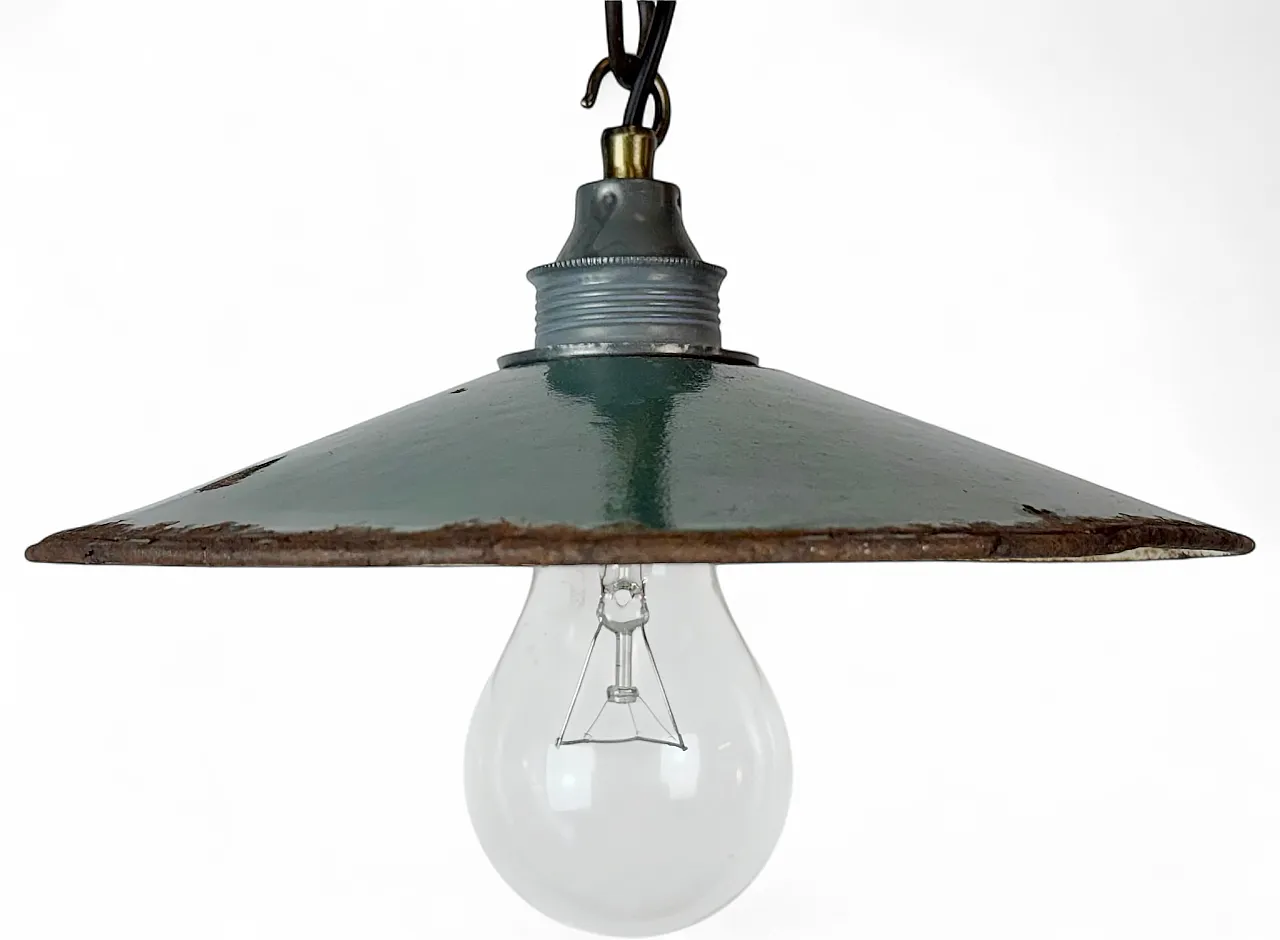 Industrial Green Enamel Light, 1950s 18